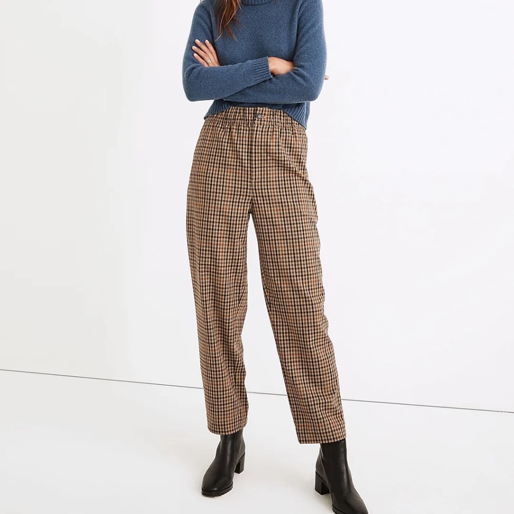 Madewell - PULL-ON HIGH-RISE TAPERED PANTS IN COSTER PLAID - SMALL